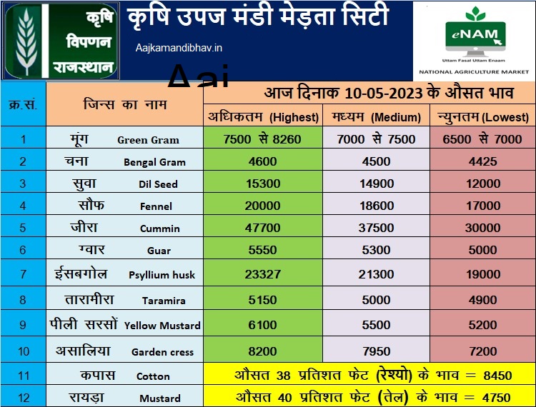 Merta AMandi Bhav 10 may 2023