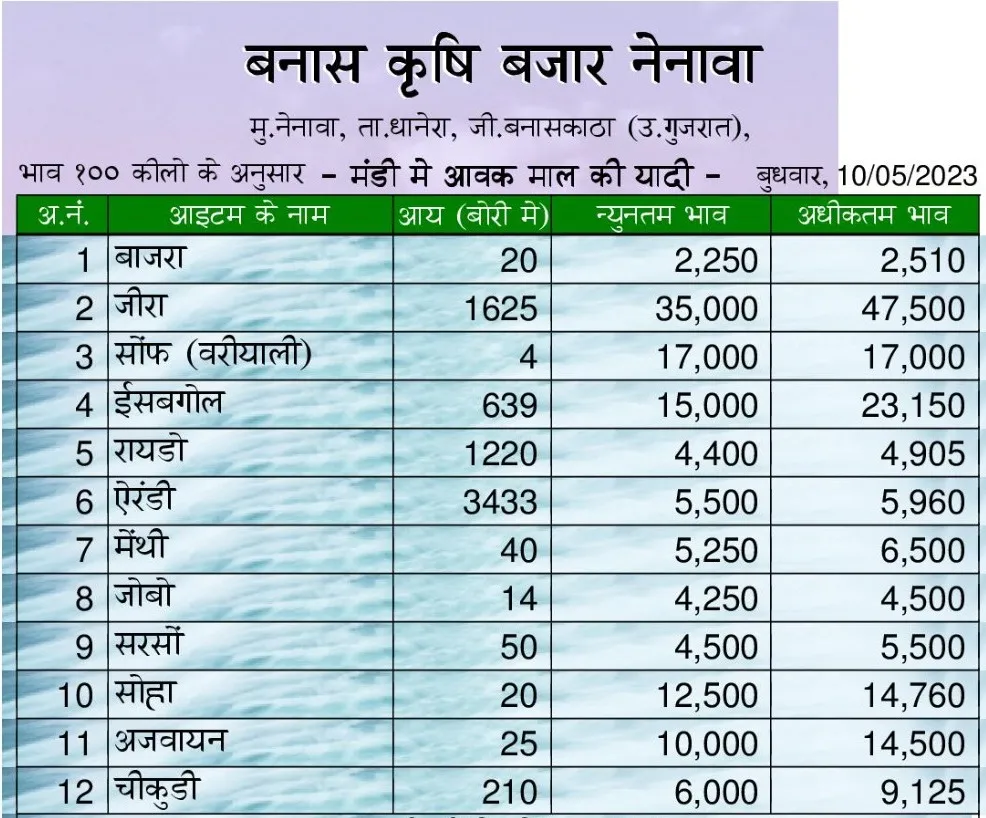 नेनावा मंडी भाव 10 मई 2023